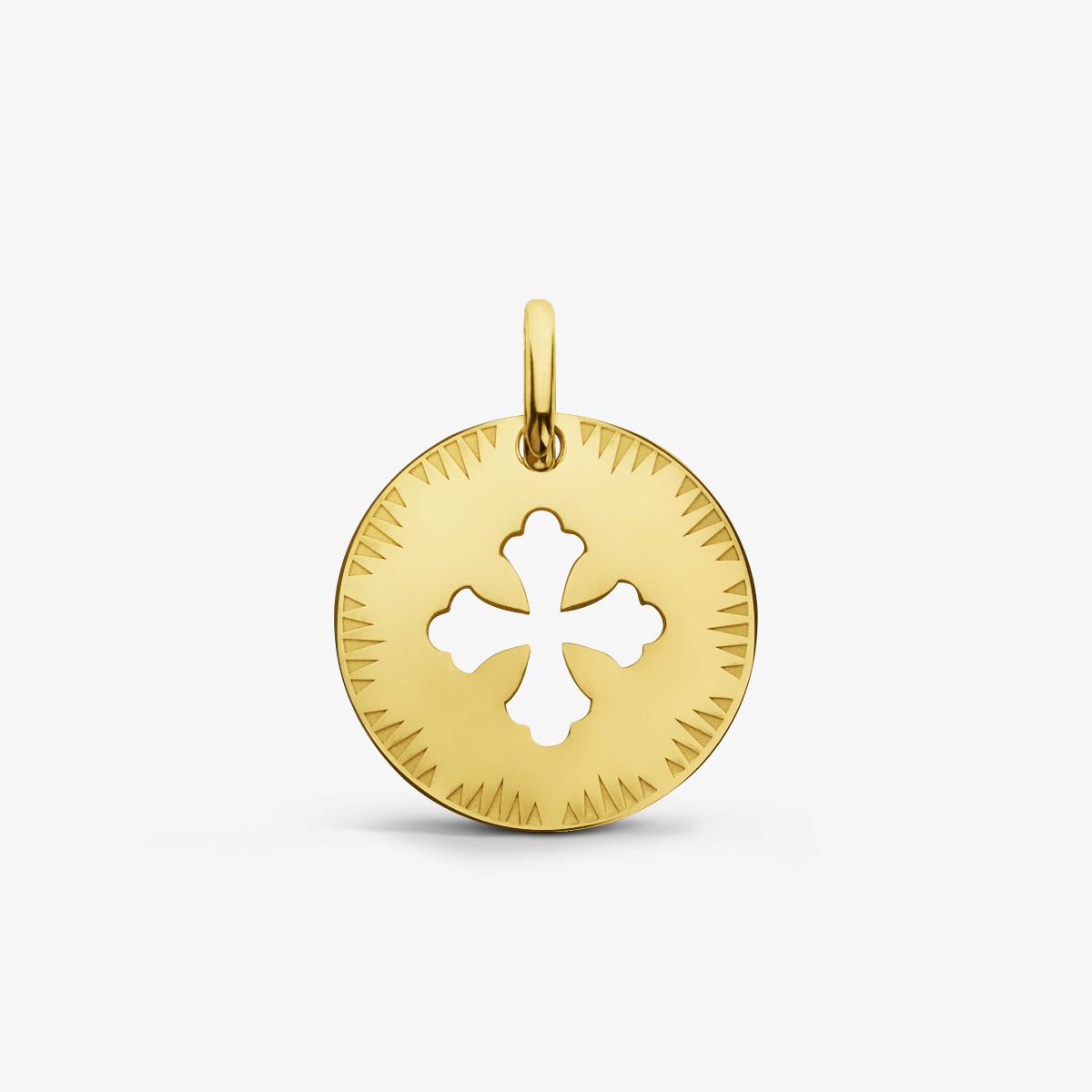 Médaille Croix Fantaisie ajourée Or Jaune 18 carats - 16 mm