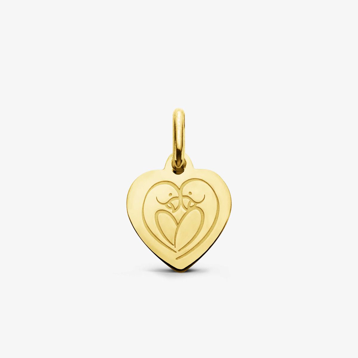 Mini Médaille Cœur Love Bird Or Jaune 18 carats - 10,5 mm