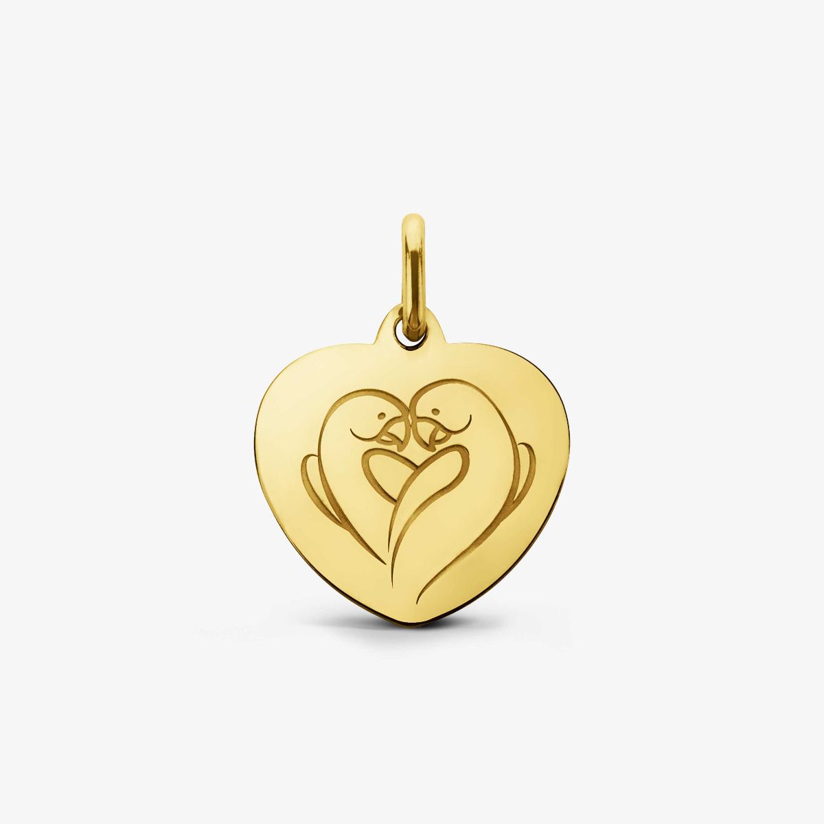 Pendentif Cœur Love Bird Or Jaune 18 carats - 15 mm